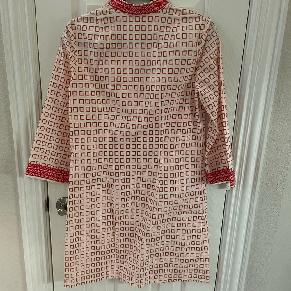 Tory Burch Red And Gray Square Pattern Blouse - image 3
